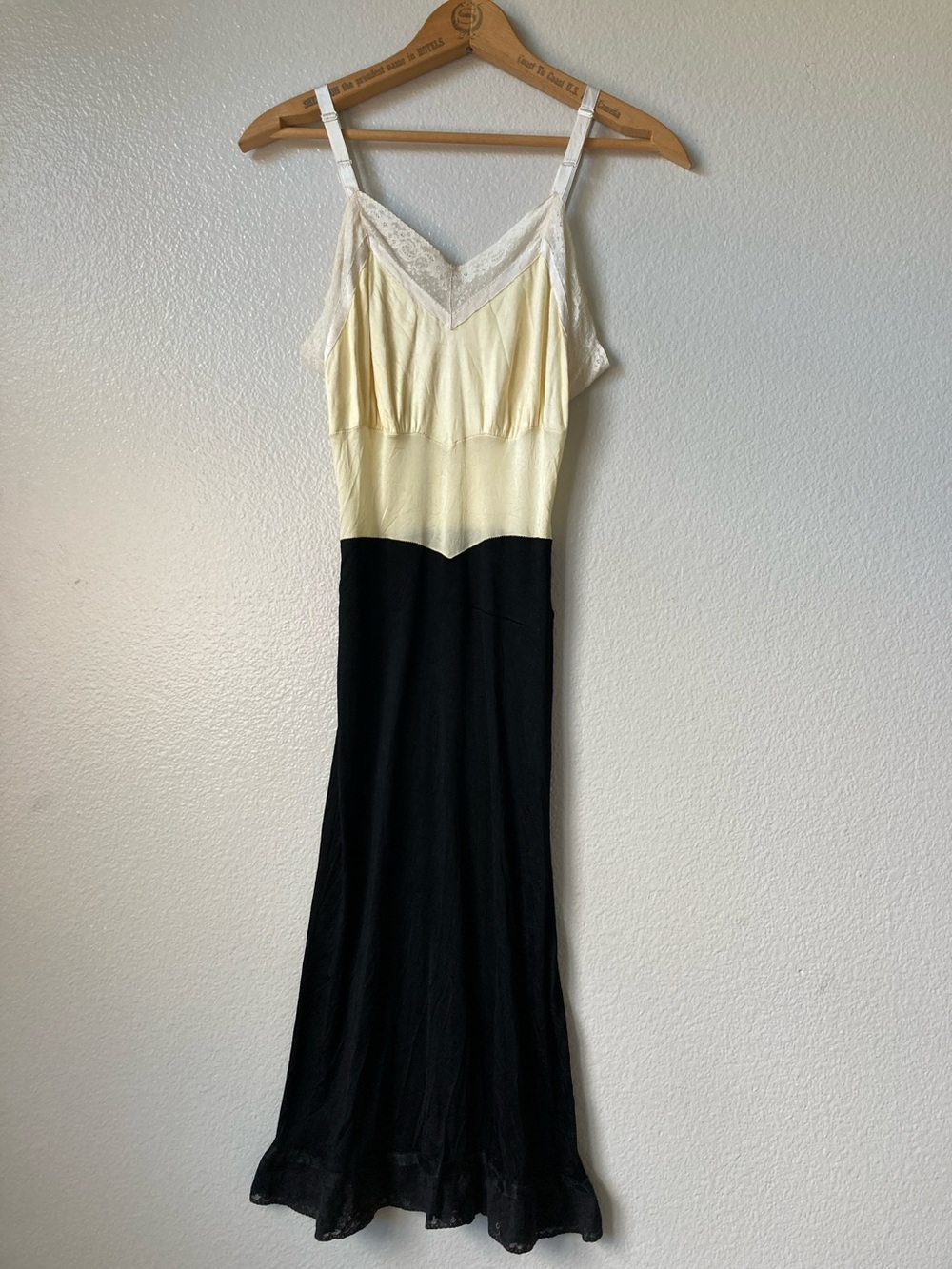 Vintage American Maid Full Slip Lace Two tone Celanese 1940s Rayon 34